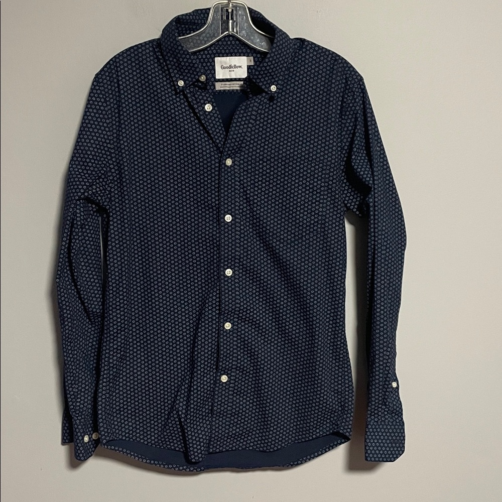 GoodFellow & Co Northrup Shirt Men's Sz L Blue/White Button Up Long Sleeve